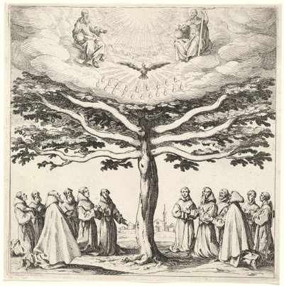 Den heliga treenigheten i livets träd, älskad av franciskaner av Jacques Callot