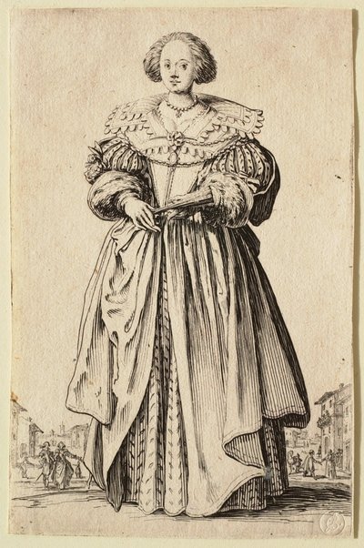 Damen med solfjädern av Jacques Callot