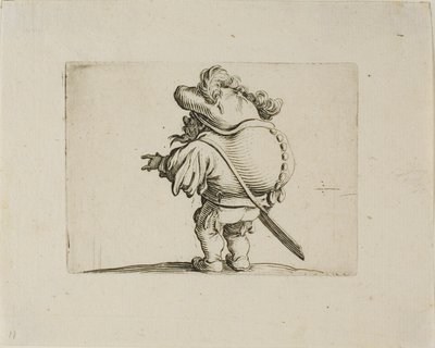 The Large Bellied Man dekorerad med en rad knappar, från Varie Figure Gobbi av Jacques Callot