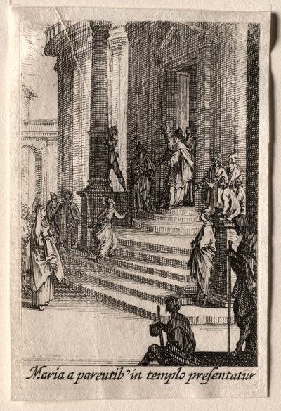 Jungfruns liv: Presentationen av Jungfrun i templet. av Jacques Callot