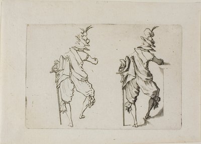Mannen sedd bakifrån med ett stort svärd, från The Caprices av Jacques Callot