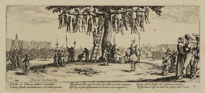 Krigets elände, nr 11. Hängningen, 1633 av Jacques Callot