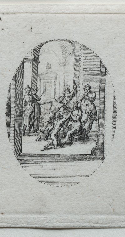 Passionens mysterier: Kristus krönt med törnar. av Jacques Callot