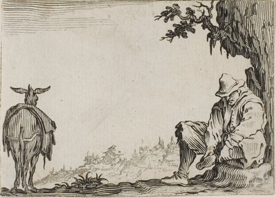 Bonden tar av sig skorna från The Caprices av Jacques Callot
