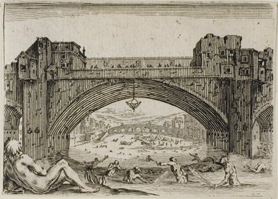 Pont Vecchio i Florens, från The Caprices av Jacques Callot