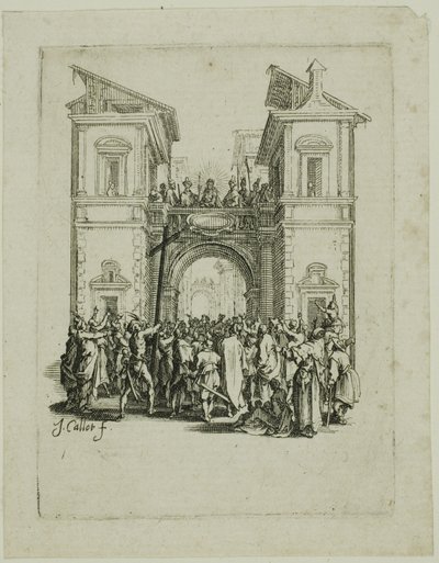 Presentationen för folket, från Den lilla passionen av Jacques Callot