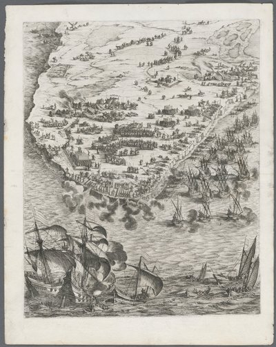 Belägringen av La Rochelle: Plåt 10, 1628-1630. av Jacques Callot
