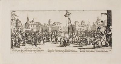 The Strappado, tallrik tio från The Miseries of War av Jacques Callot