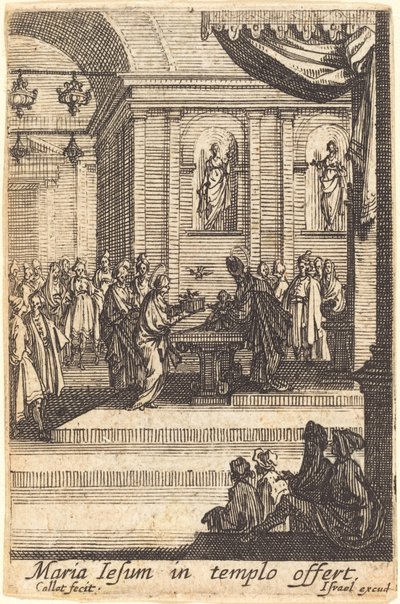 Jungfrun presenterar Jesus i templet av Jacques Callot