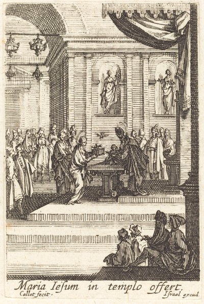 Jungfrun presenterar Jesus i templet av Jacques Callot