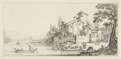 Promenaden vid vattnet, ur serien Paysages Gravées pour Jean de Médicis, Paysages Dessinés à Florence (Landskap för Giovanni de Medici eller landskap utformade i Florens) av Jacques Callot
