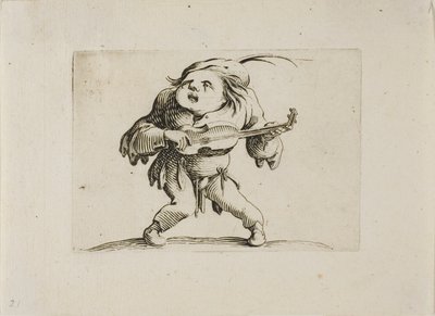 The Wobbly Man Playing the Guitar, från Varie Figure Gobbi av Jacques Callot