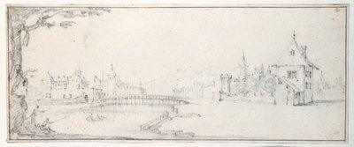 Gaucheus bro vid Epinal (svart krita på papper) av Jacques Callot