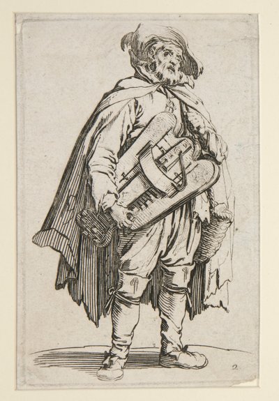 Vinterspelaren från The Beggars (Le Joueur de Vielle) av Jacques Callot