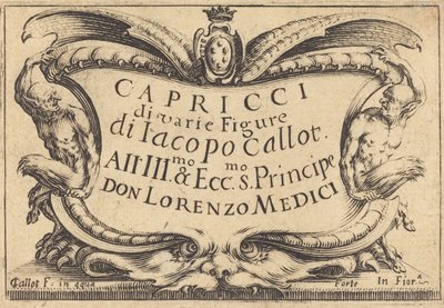 Titelsida för "The Capricci" av Jacques Callot