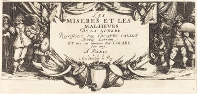Titelsida för The Large Miseries of War, ca. 1633. av Jacques Callot