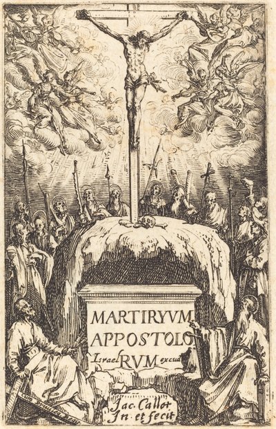 Titelsida för "Apostlarnas martyrskap" av Jacques Callot