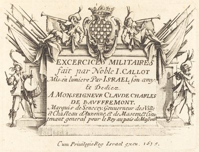 Titelsida för The Military Exercises, 16341635. av Jacques Callot