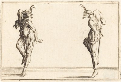 Två Pantaloons som dansar av Jacques Callot