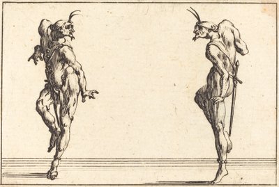 Två Pantaloons som dansar, ca. 1617. av Jacques Callot