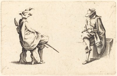 Två sittande figurer av Jacques Callot