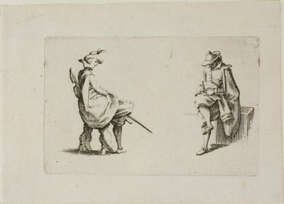 Två sittande män, från The Caprices av Jacques Callot