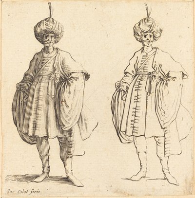 Två turkar klädda i turbaner med en plym av Jacques Callot