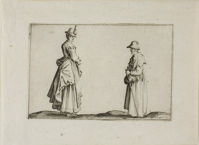 Två kvinnor i profil, från The Caprices av Jacques Callot