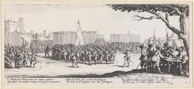 Vimplar framför stadsmurarna av Jacques Callot