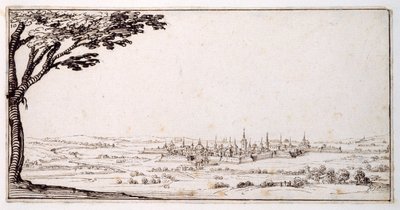 Vy över Nancy (penna och brunt bläck på papper) av Jacques Callot