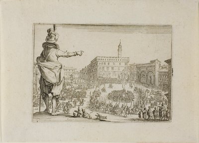 Utsikt över Piazza Signoria, från The Caprices av Jacques Callot