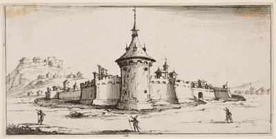 Vy över en befäst by av Jacques Callot