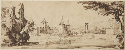 Vy över ett slott av Jacques Callot