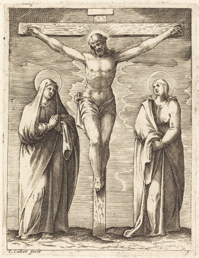 Jungfrun och Sankt Johannes vid korsets fot av Jacques Callot