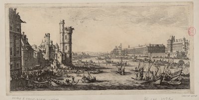 Utsikt över Louvren och den tidigare Porte de Nesle av Jacques Callot