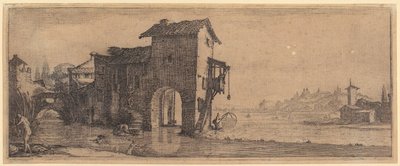 Vattenkvarn, blad 3 i serien ”De fyra landskapen” av Jacques Callot
