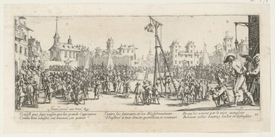 Gunggalgen, blad 10 i serien ”Krigets fasor” av Jacques Callot