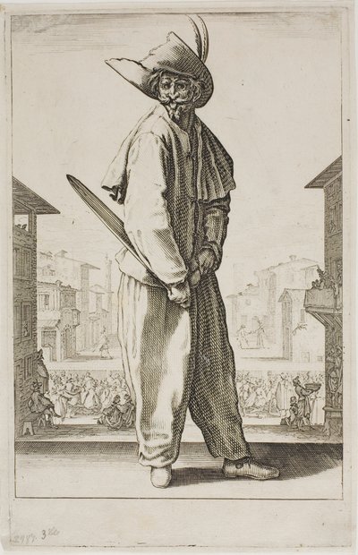 Zanni, från Tre italienska komiker av Jacques Callot