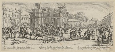 Förstörelsen av ett kloster, blad 6 i serien ”Krigets fasor” av Jacques Callot