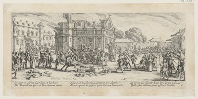 Förstörelsen av ett kloster, blad 6 i serien ”Krigets fasor” av Jacques Callot