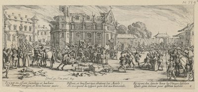 Förstörelsen av ett kloster, blad 6 ur serien "Krigets fasor" av Jacques Callot