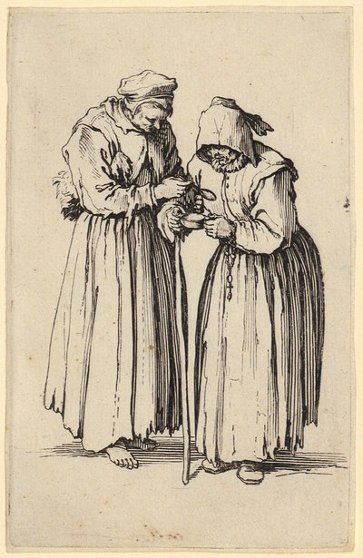 Två tiggerskor, blad 9 ur serien ”Tiggarna” av Jacques Callot