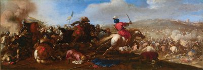 Stridsscen mellan turkar och kristna. av Jacques Courtois