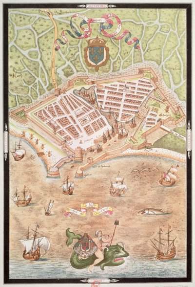 Fascimil av en plan från Le Havre 1583, från 