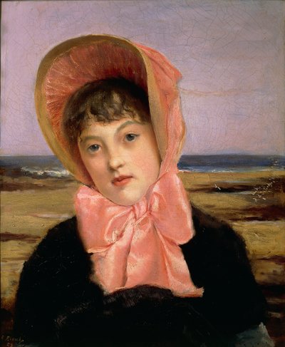 Flicka med rosa hatt av Jacques Emile Blanche