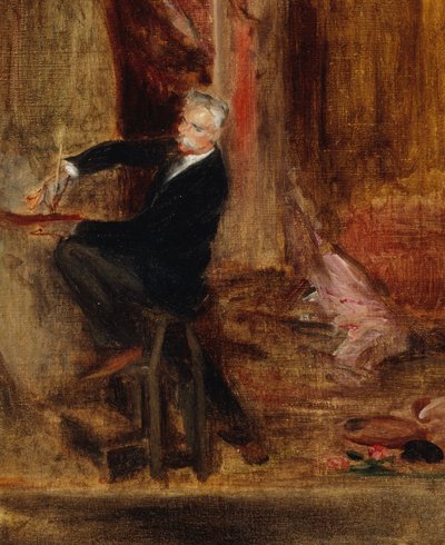 Porträtt av Jules Chéret 1836-1933 i hans studio, 1892. av Jacques Emile Blanche