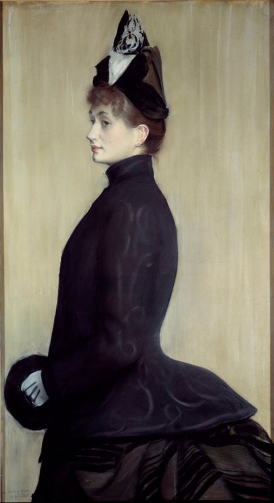 Porträtt av Madame Wallet Pastellmålning av Jacques Emile (Jacques-Emile) Blanche (1861-1942) 1887 Sön. 1,3x0,65 m Paris, musee d