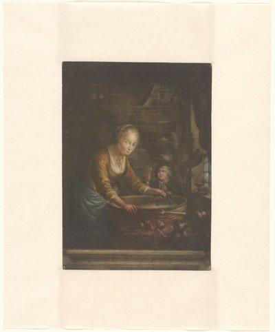 Ung kvinna som hackar lök av Jacques Fabien Gautier Dagoty (attributed to)