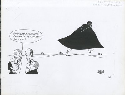 Le Figaro, satir i svartvitt av Jacques Faizant