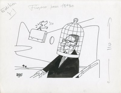 Le Figaro, satir i svartvitt av Jacques Faizant